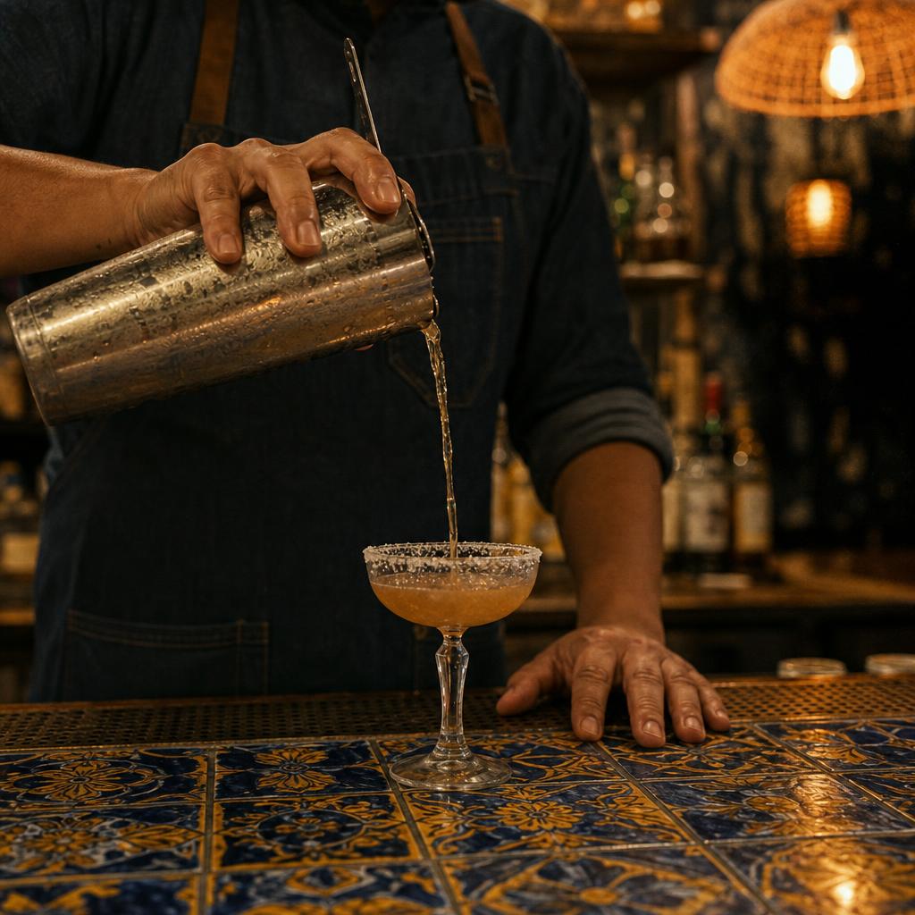 Bartender pouring a signature cocktail